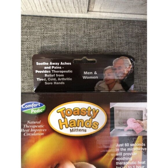 Comfort Pedic Toasty Hands Blue Fleece Mittens Hand Warmers Therapeutic Warmth - Picture 2 of 4